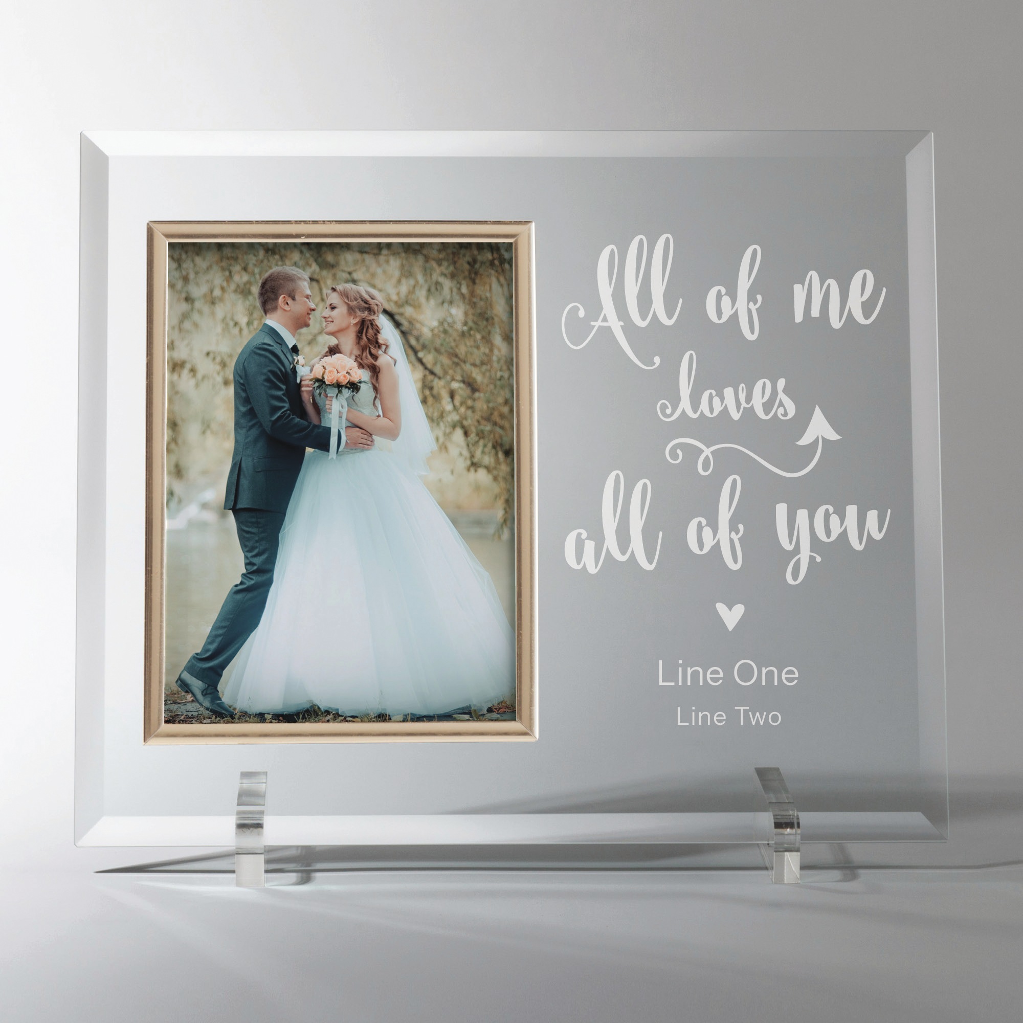Personalized All of Me Loves You Picture Frame, Clear, large