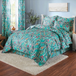 Bright Paisley Complete Bed Set, Panel Pair and Valance, , large