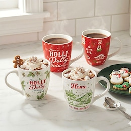 Dolly Parton Holiday Toile Set of 4 Mugs, , large