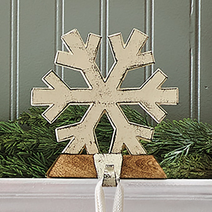 Rustic Metal Snowflake Stocking Holder, Multi, large
