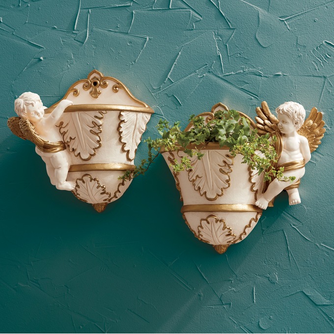 2-Piece Cherub Wall Planter Set, , large