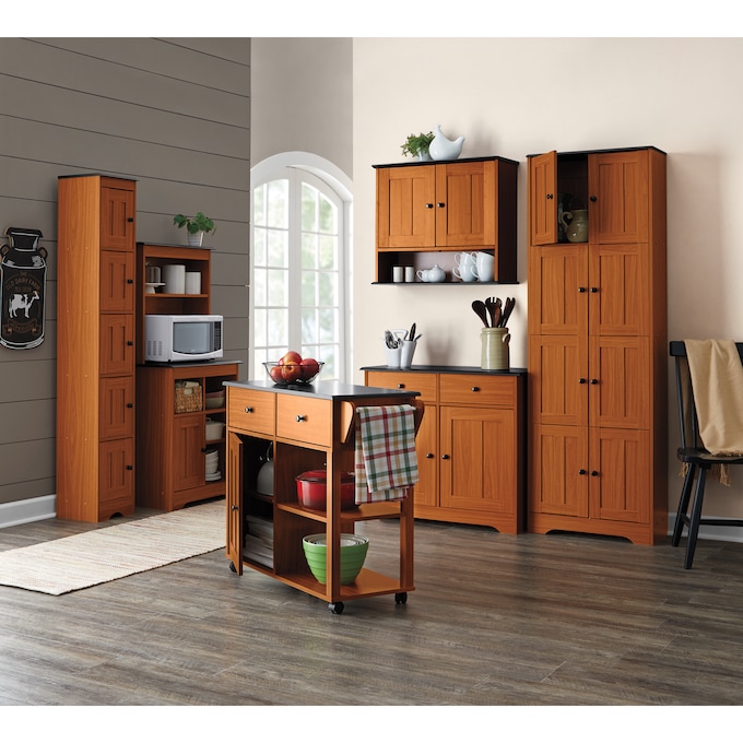 Katie Small Kitchen Cart with Storage, Black Oak, large