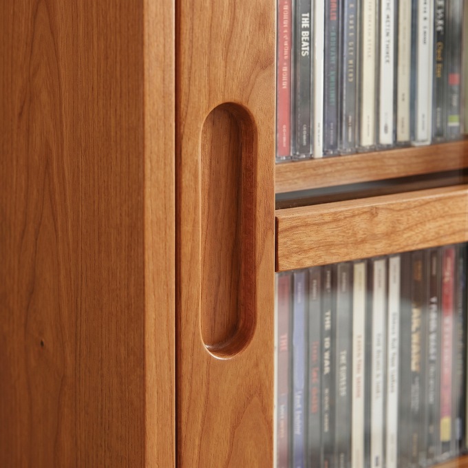 Merrick Sliding-Door Media Cabinet, Oak, large
