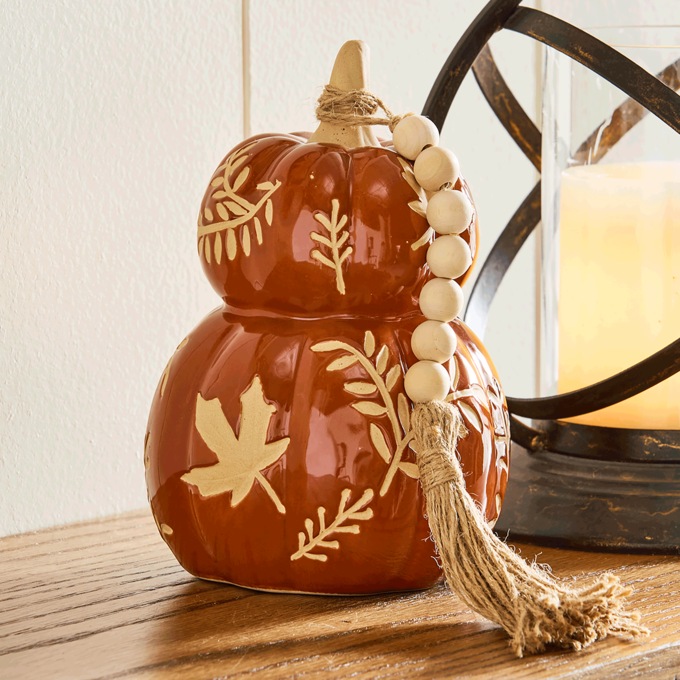 Stacked Carved Pumpkins, , large
