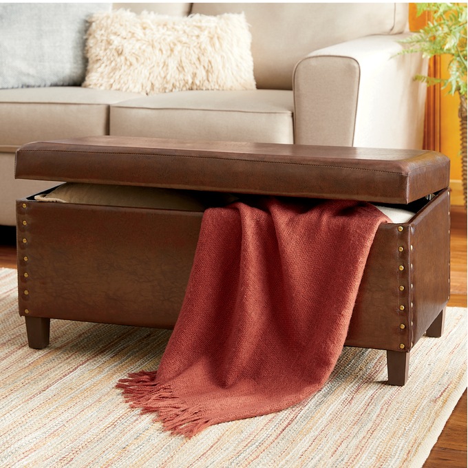 Nailhead Lift-Top Bench, , large