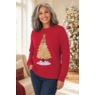 Flip Sequin Christmas Tree Crewneck Sweatshirt with Reversible Sequins, , large