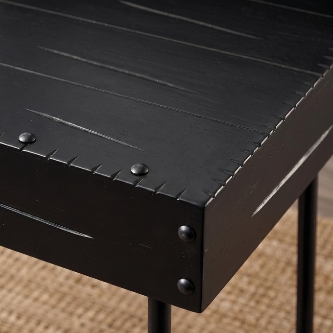Industrial-Style Leeds End Table, Black, large