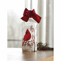 Lit Frosted Cardinal Bottle, , large