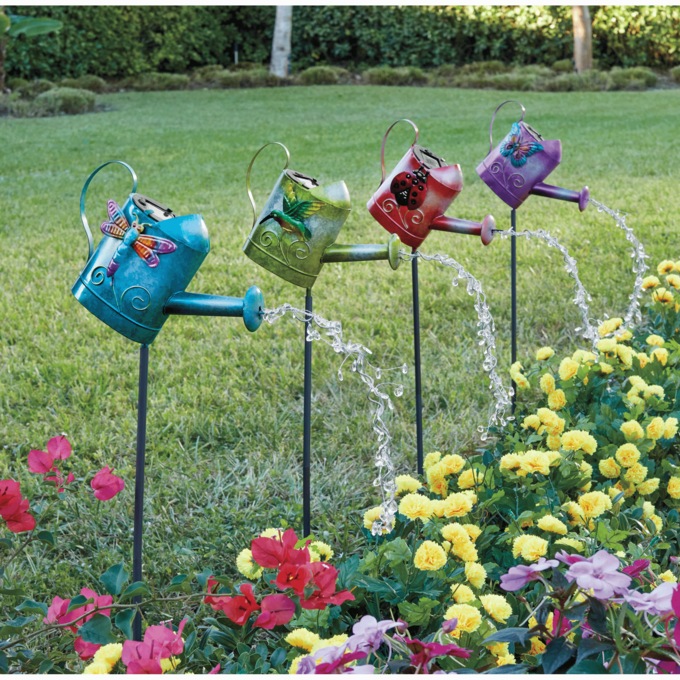 Watering Can Solar Stake, , large