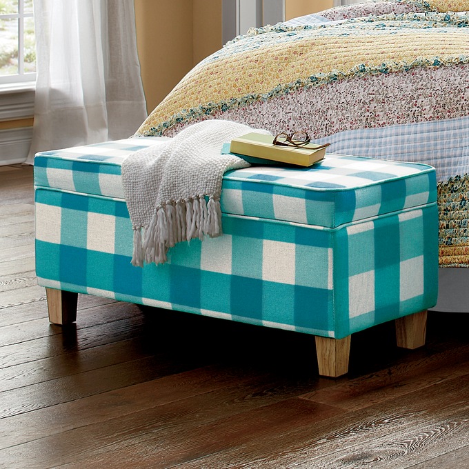 Buffalo Check Storage Bench, Blue, large
