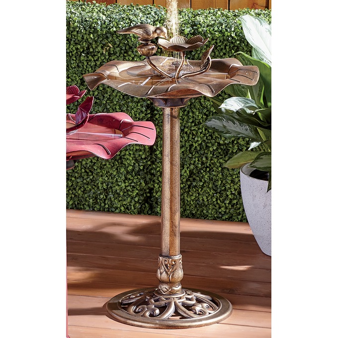 Birdbath Fountain with Bird, , large
