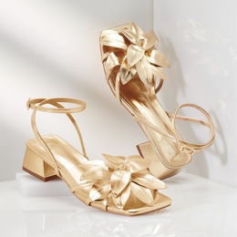 Strappy 3-D Floral Sandal, , large