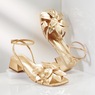 Strappy 3-D Floral Sandal, Gold, large