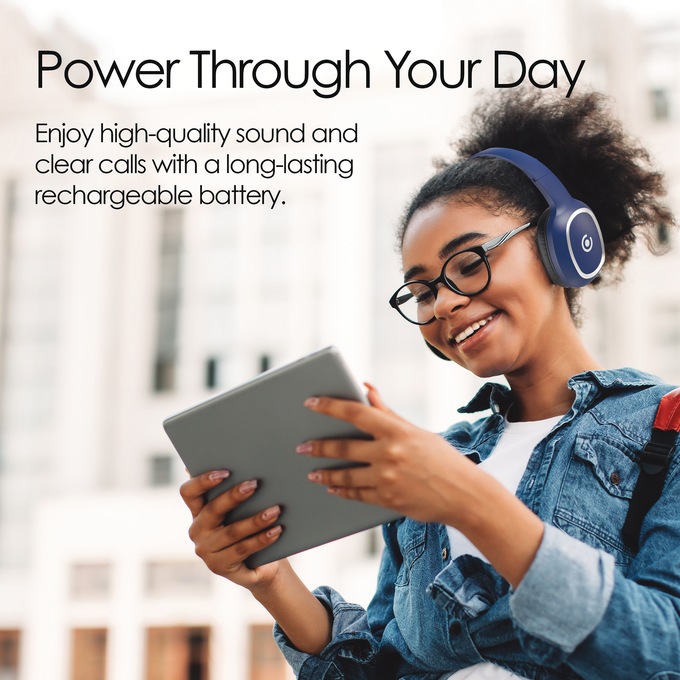 Core Innovations Wireless Bluetooth Headphones, Navy, large