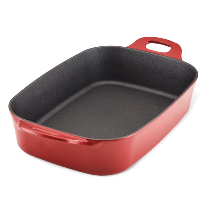 Rachael Ray Nitro 4-qt. Cast Iron Roasting Pan, Classic Red, large