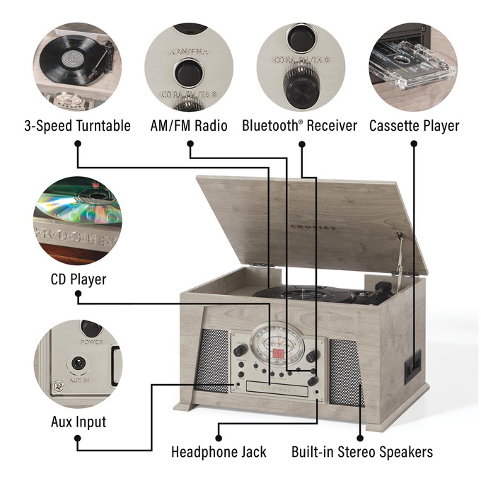 Crosley Medley 8-in-1 Record Player with Bluetooth, , large