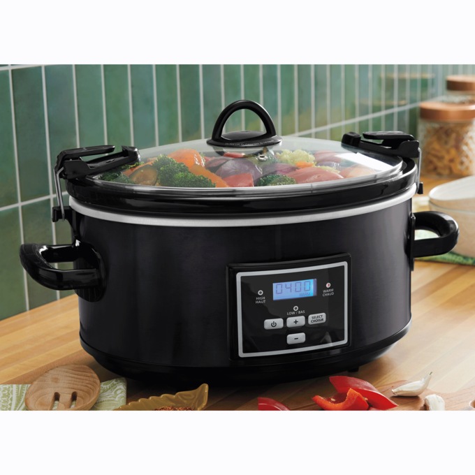 6-Quart Digital Display Slow Cooker, Platinum, large