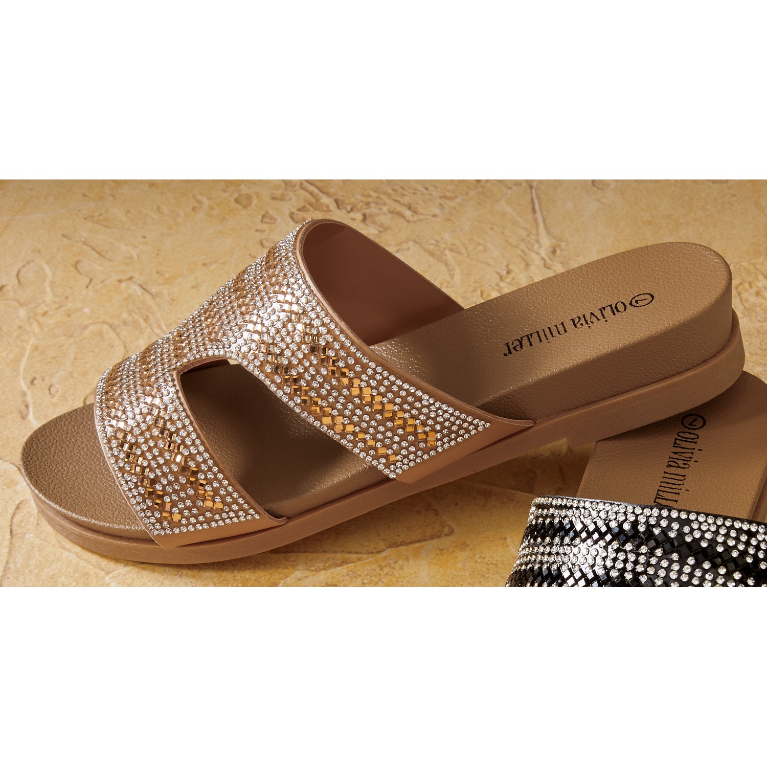 Olivia miller rhinestone sandals sales