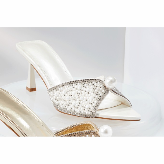 Faux-Pearl Embellished Slide, , large