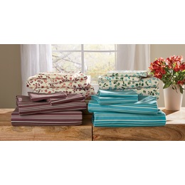 Leaf Stripe Print 2-Pack Flannel Sheet Set, , large
