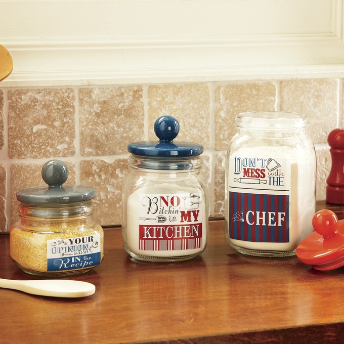 Set of 3 Kitchen Phrase Canisters | Ginny's