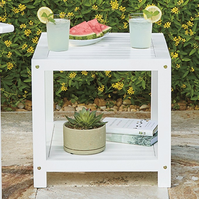 Nantucket Outdoor End Table, White, large