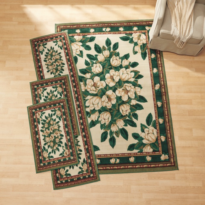 4-Piece Floral Rug Set, , large