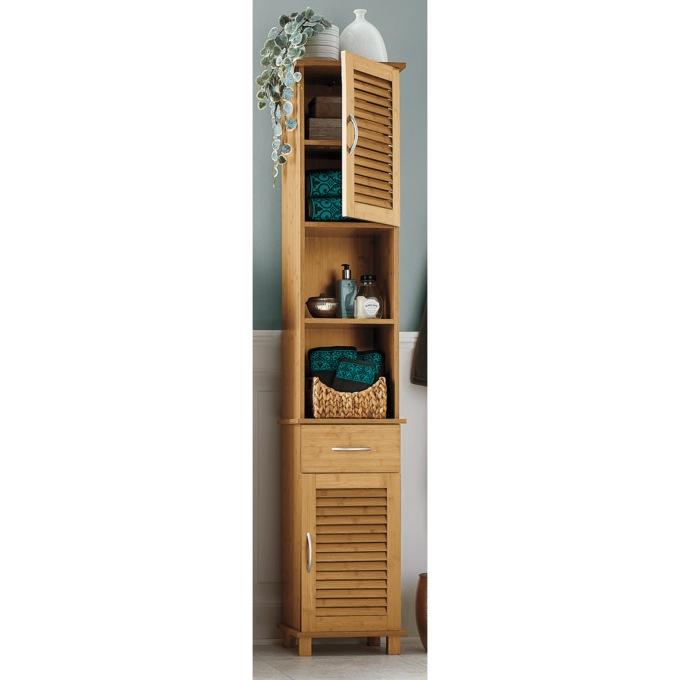 Bamboo-Finish Tall Cabinet, , large