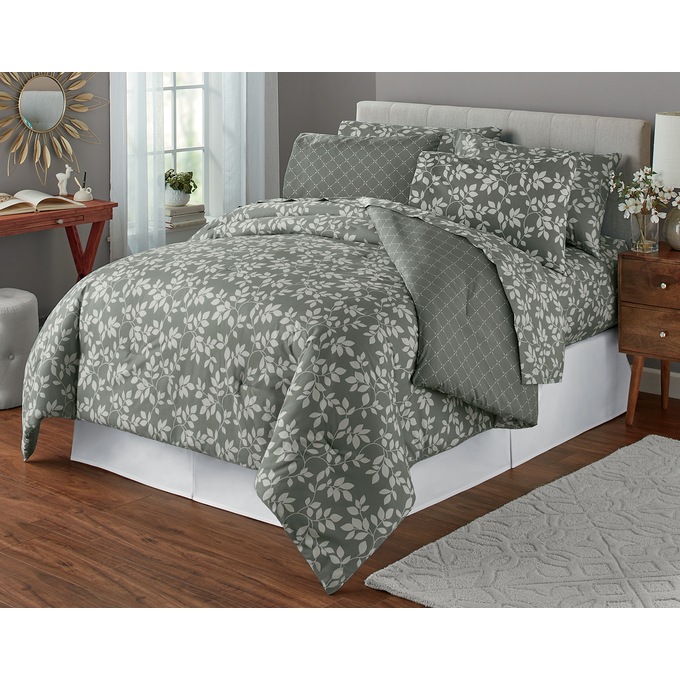 2-Pack Serene Leaf & Diamond Microfiber Sheet Set, , large