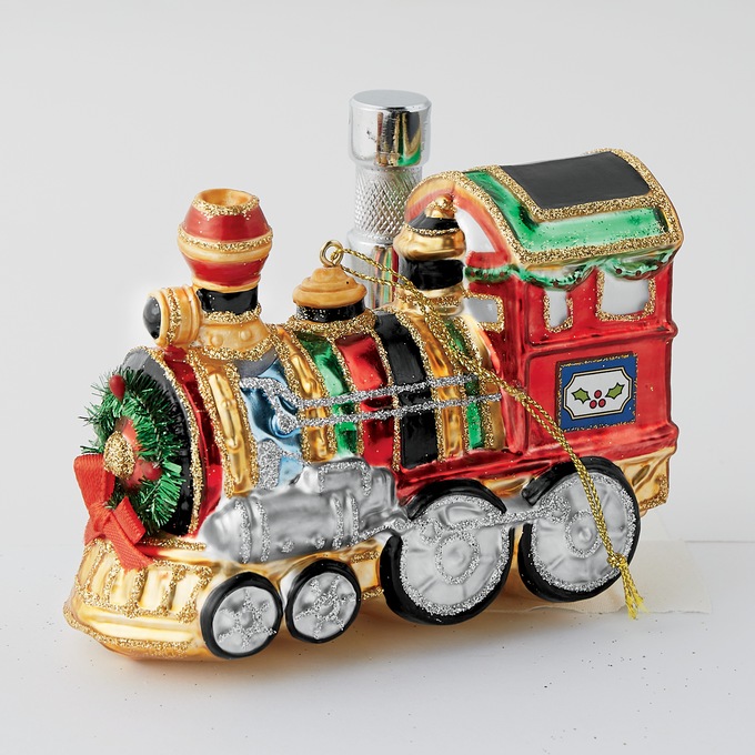 Train Glass Ornament, , large