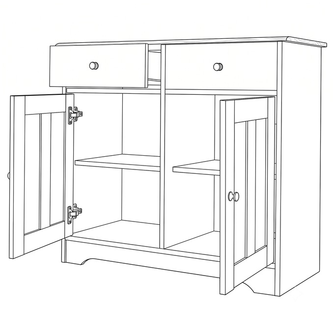 Katie Sideboard Cabinet with Drawers, , large