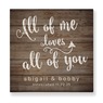 Personalized All of Me Loves You Wall Art, Brown, large