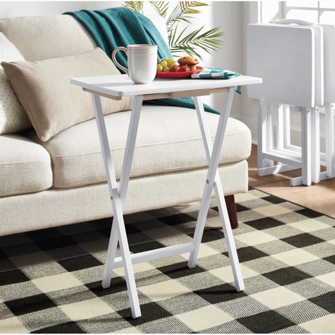Louis 5-Piece Tray Table Set, White, large