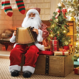 Animated Santa Playing Accordian, , large