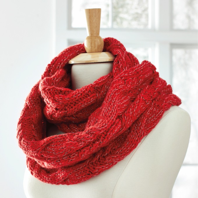 Cable Infinity Knit Scarf, , large