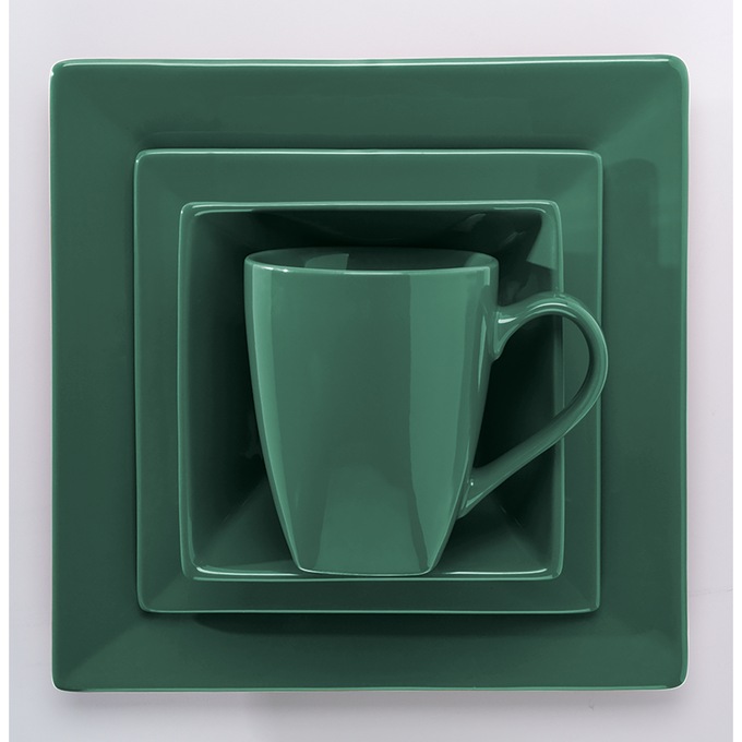 16-Piece Modern Square Dinnerware Set in Solid Colors, , large
