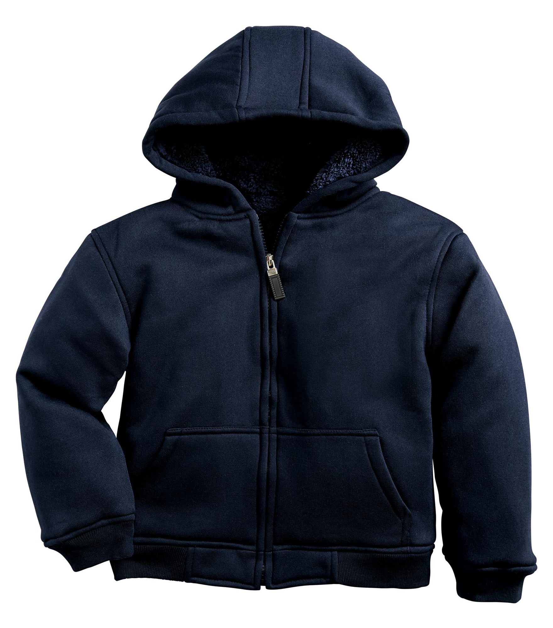 Sherpa-Lined Zip Hoodie, Navy, large