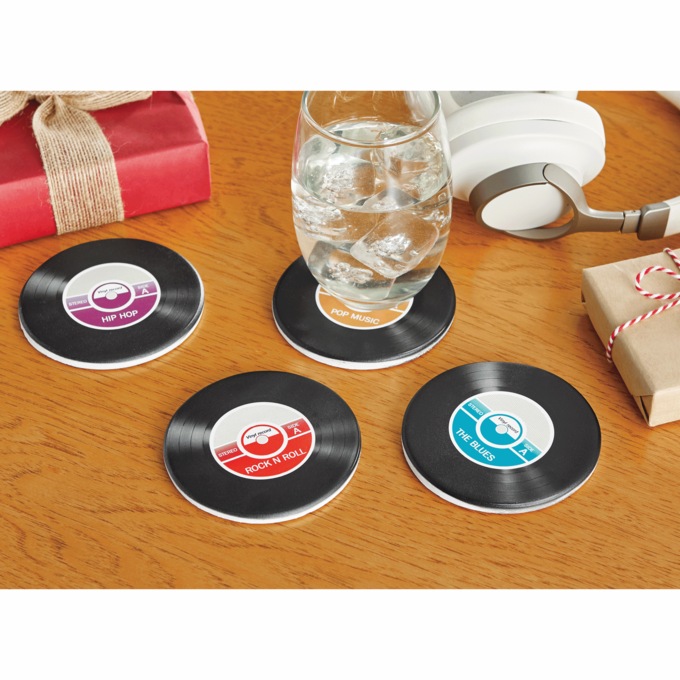Set of 4 Record Coasters, , large