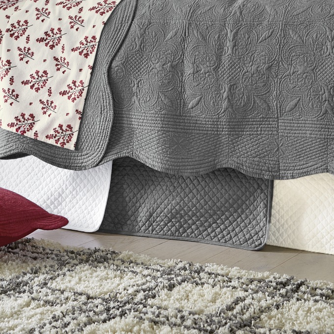 Diamond-Quilted Chateau Bedskirt, , large