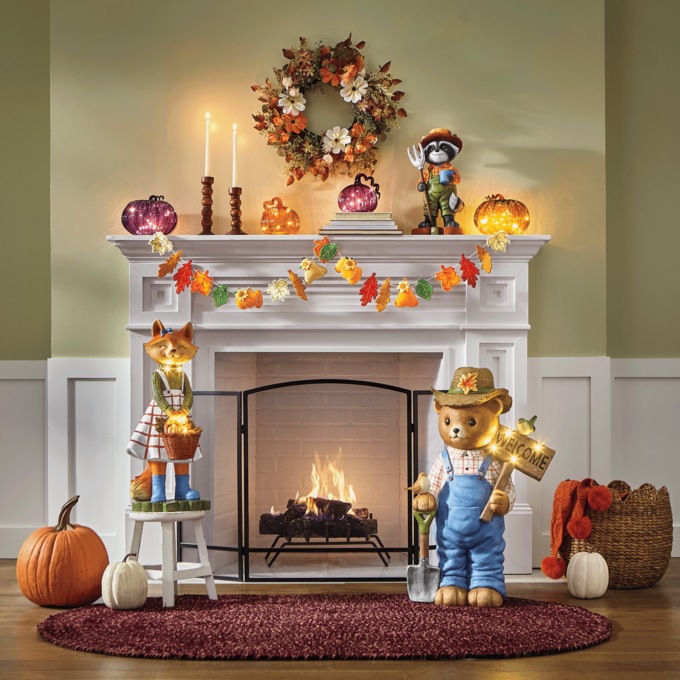 Fall Leaves and Pumpkins Novelty Garland, , large
