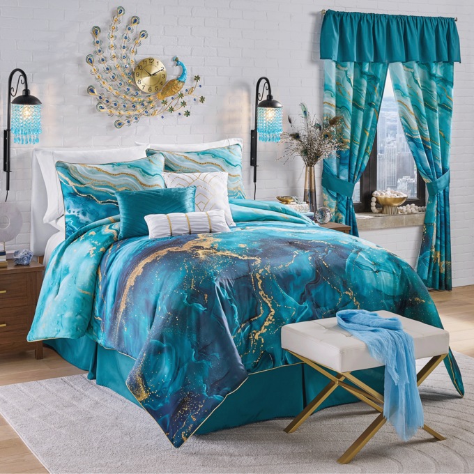 Gemma 7-pc. Comforter Set, Teal, large