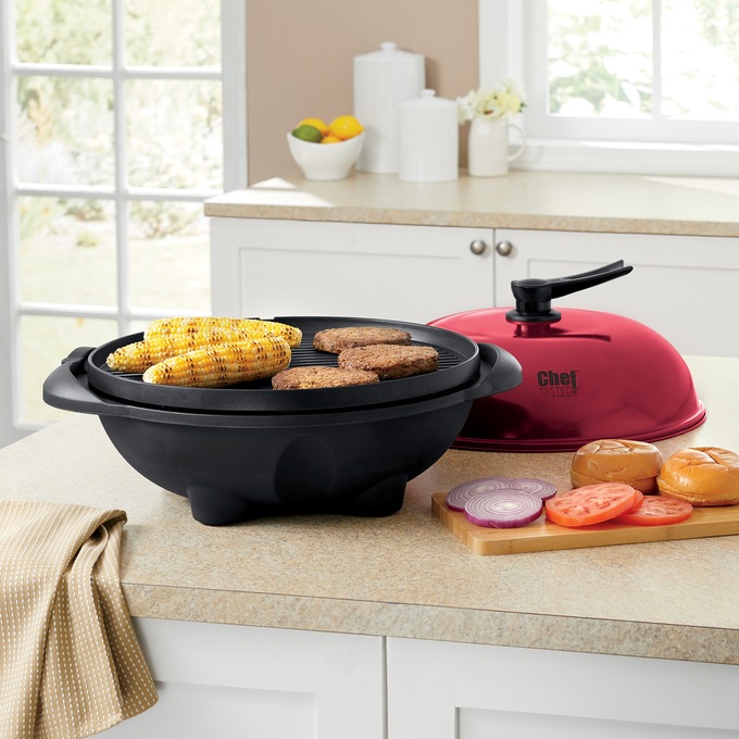 Chef Tested Indoor/Outdoor Electric Grill by Montgomery Ward, Red, large