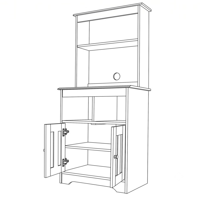 Katie Microwave Stand with Hutch, , large