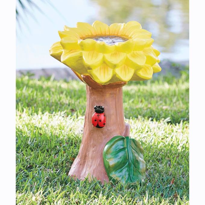 Sunflower Birdbath, , large