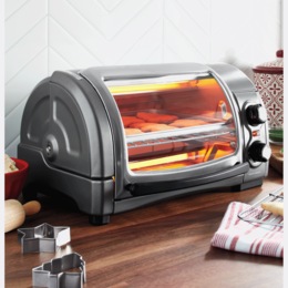 Hamilton Beach Easy-Reach Toaster Oven with Roll-Top Door, , large