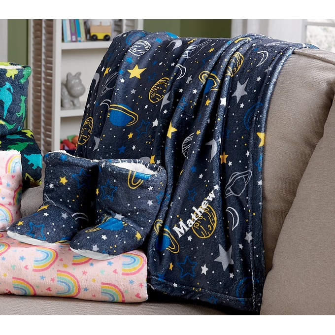 Kids Novelty Throw Blanket Bootie Slipper Gift Set
