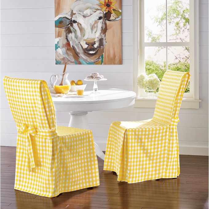 Gingham Check Dining Chair Cover, , large