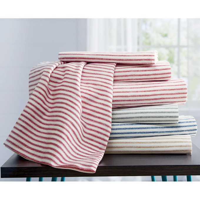 Cotton Ticking Stripe Sheet Set, , large