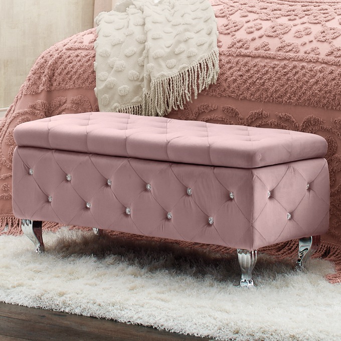 Crystal Tufted Storage Bench, , large