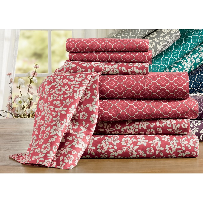Color Connection 2-Pack Floral and Geo Printed Microfiber Sheet Set, , large